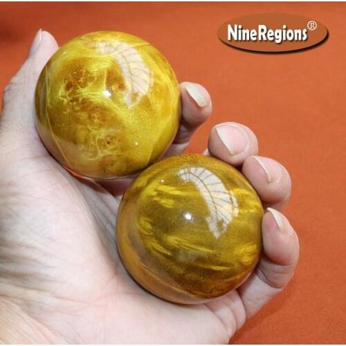 2pcs 5CM Burmas gold camphor solid wooden health ball wood carving home decoration Handball Fitness Natural Health Care Product