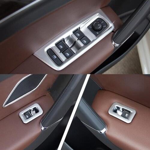 4Pcs/set ABS Car Interior Door Handle Armrest Window Lift Button Switch Frame Trim Cover For Volkwagen Touran 2016 2017 LHD