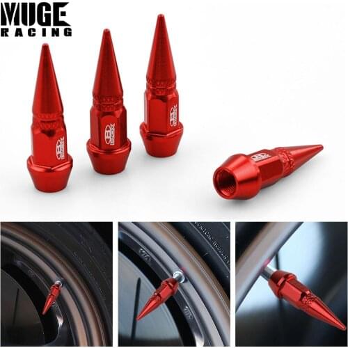 4Pcs Universal Car Spike Tire Valves Motorcycle Auto Bike Spike Shape Dustproof Tire Wheel Stem Valve Caps with Logo RS-QRF017