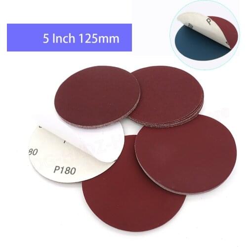 5 Inch 125mm Adhesive Red Sand Dry Sand 60-2000 Grit Sandpaper Sanding Disc Dry Viscose Sandpaper For Wood And Metal Polishing