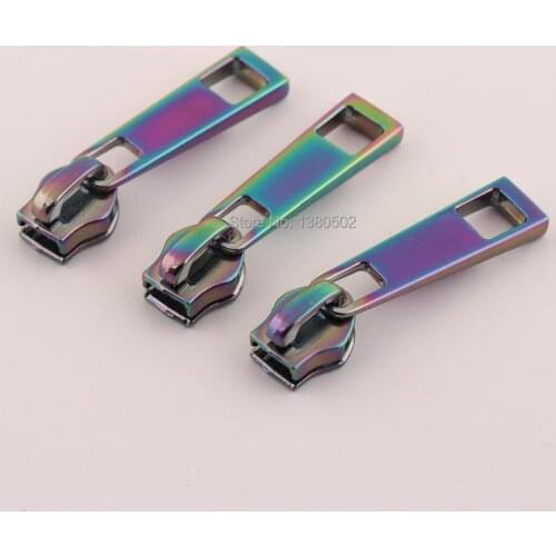 6pcs/lot rainbow color Top Quality Alloy Zipper heads Zipper Sliders Puller For Bag Shoes Garment Accessories