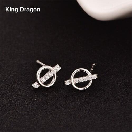 925 Sterling Silver Earrings With Cubic Zircon For Girl Fashion Stud Earrings Birthday Gift E2204