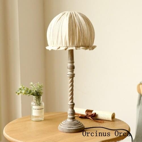 American Country Old Cotton Table Lamp Living Room Dining Room Bedroom Bedside Lamp Japanese Creative White Table Lamp