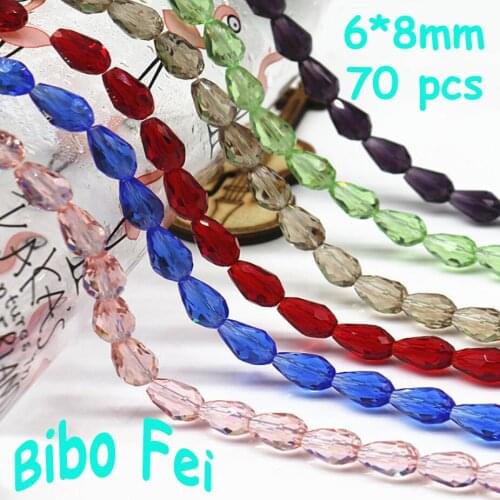 Free shipping multi color 6*8mm 70PCS Czech crystal beads,Tear Drop Crystal ,Pendant Beads, bracelet necklace Jewelry Making