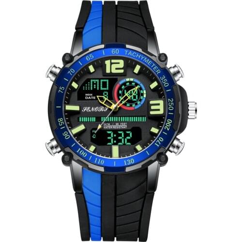 Luxury Watch Men Multi-function Dial Digital Quartz Wrist Watch Creative Silicone Strap Luminous Hand Sport Clock Male Reloj