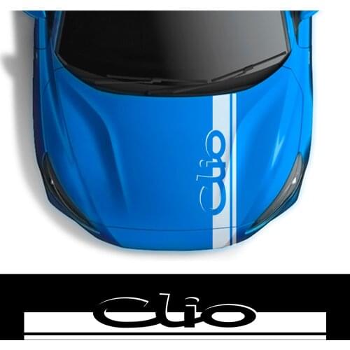 Car Styling Decorative Cover Engine Bonnet Trim Decals For Renault Clio Auto Hood Body Sport Stripes Stickers Car Accessories