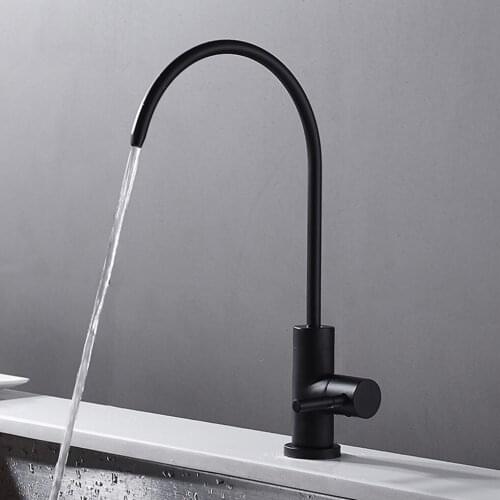 Matte Black stainless steel Drinking Water Filter Tap RO Lead Free Beverage Faucet Drinking Water Filtration System 1/4Inch Tube