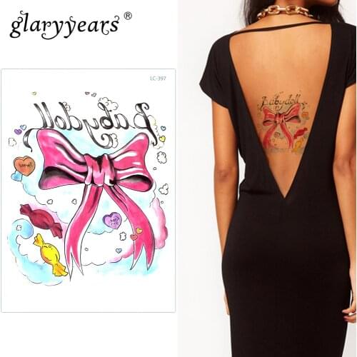 Glaryyears A Bit Big Arm Temporary Tattoo Sticker Bowknot Fake Tatoo Sleeve Flash Tatto Waterproof Body Art Women LC-397