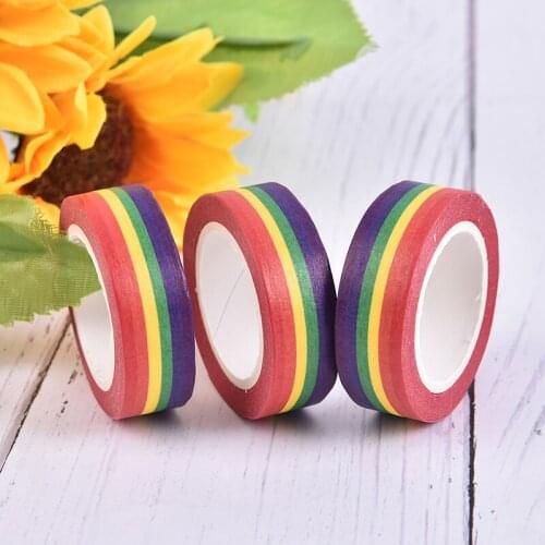 10m Rainbow Color Sticky Tape Photo Album Scrapbooking Decor Adhesive Washi Tape School Supplies Stationery Tape Masking Tapes