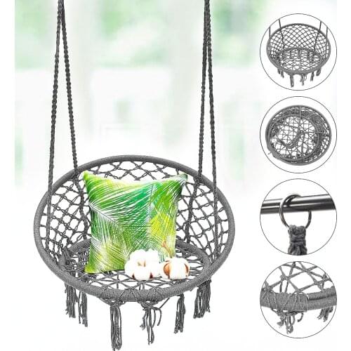 Camping Cotton Rope Hammock Chair Handmade Knitted Indoor Outdoor Kids Swing Bed Adult Swinging Hanging Chair Hammock