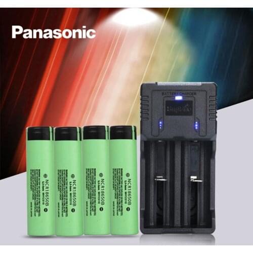 4pc Panasonic 100% New Original NCR18650B 3.7 v 3400 mah 18650 Lithium Li-ion Rechargeable Battery AND Fast Charger Best Quality