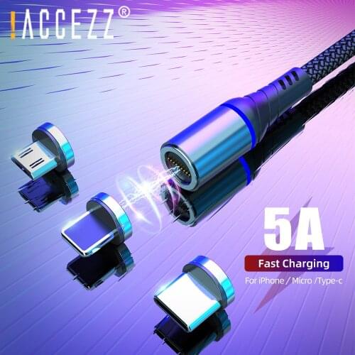 !ACCEZZ 5A Fast Magnetic USB Charging Cable Micro USB Type C For iPhone Samsung Xiaomi Quick Charge Magnet Phone Data Cable Cord