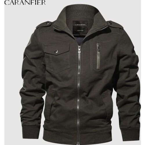 CARANFIER Men Military Bomber Jacket Male Autumn Tactical Coat Mens Cotton Air Force Flight Spring Outerwear Motorcycle Clothing