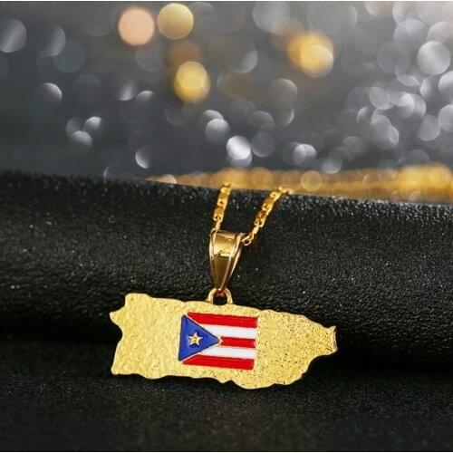 Puerto Rico Map Mens Pendant Exquisite Fashion Punk Hip Hop Necklace Party Club Mens Jewelry Accessories 2021 Necklace Trend