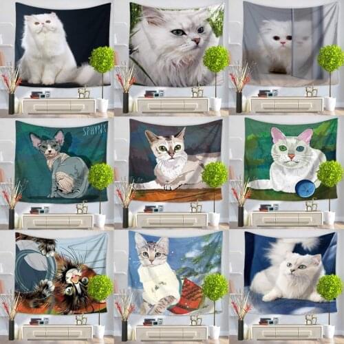 Cute Cat Mandala Wall Hanging Cat Printed Wall Cloth Tapestries Manta Curtain Decorative Tapestry