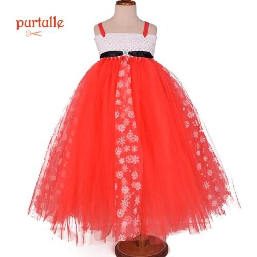 2019 New Christmas Tutu Dress for Girls Baby Girl First Birthday Party Dresses Snow Tulle Long Dresses Photo Props 1-8Y