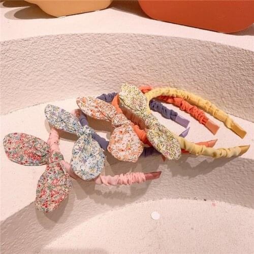 2021 New Korea Kids Hair Accessories Fashion Childrens Fresh Cute Floral Rabbit Ears Hairband for Sweet Girl Princess Headdress