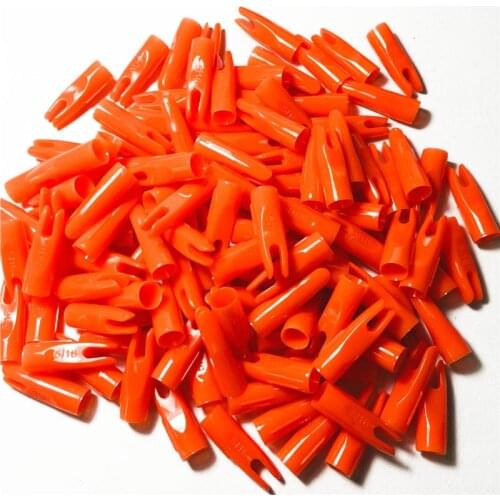 OBAADTF 100 pcs ID 5/16" Orange Cone Archery Arrow Hunting Arrows Nocks Plastic Outwear Arrow Tail Used For OD 8mm Wooden Arrow