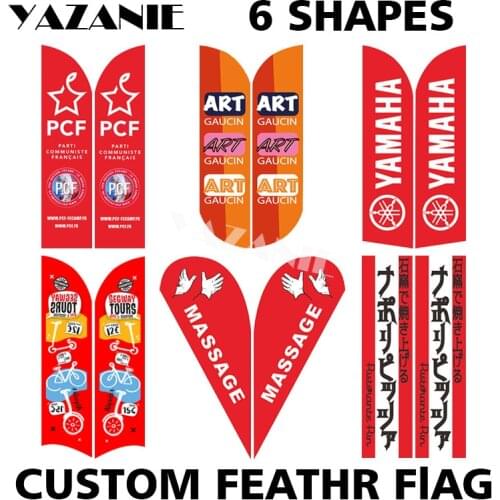 YAZANIE Single or Double Sided Custom Feather Promotional Flags and Banners Beach Teardrop Flag Outdoor Advertising Banner