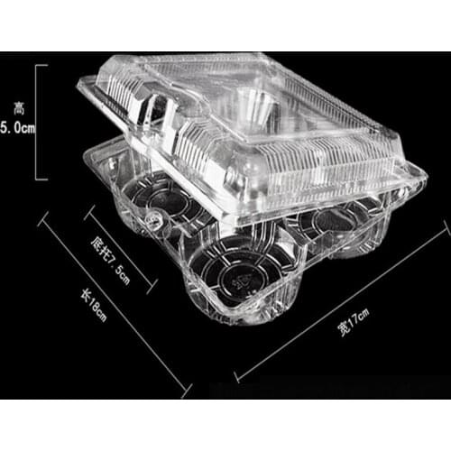 Factory wholesale 1500pcs/lot 18cmx17cmx5cm Automatic buckle transparent baking plastic packaging boxes egg tart trays