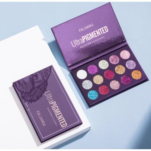 Palamira Diamond Glitter 15 Color Eye Shadow Palette Shimmer Waterproof Long Lasting Soft Durable Eyeshadow Portable Eyes Makeup