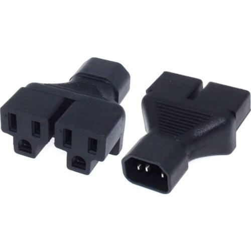 IEC 320 C14 to 2 x Nema 5-15R Y Splitter Adapter C14 To Dual US 5-15R Power Converter 1 TO 2 Plug Connector