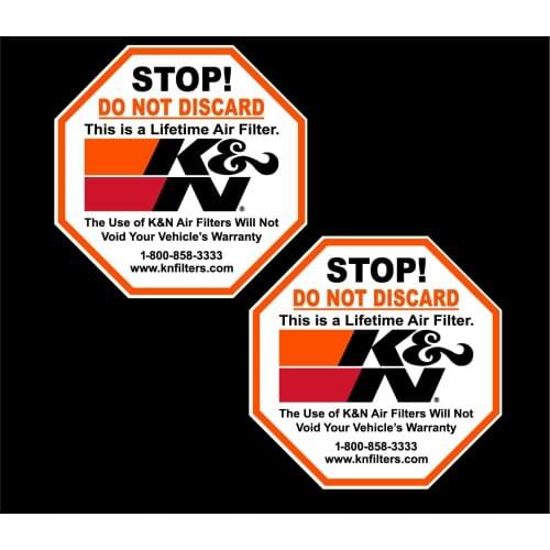 Personality 2 PCS K&N Filters Warning Sticker Decal Motocross Atv Vtt Stickers PVC Vinyl Stickers
