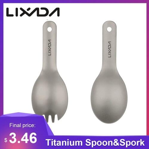 Outdoor Camping Equipment Lixada Titanium Spoon Fork Short Handle Cookware Spork Ultralight Children Baby Spork Picnic Flatware