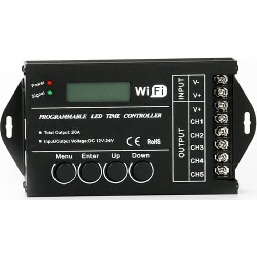Time LED Controller Wireless Wifi TC421 Programmable DC12V 24V Multi-functions LED Dimmer Controller for RGBW RGB LED Strip