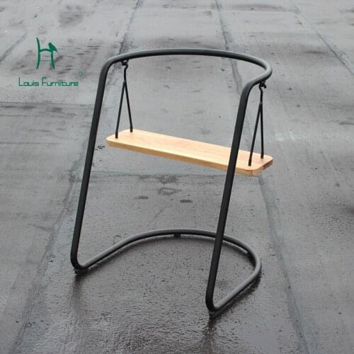 Louis Fashion Patio Swings Outdoor Balcony Iron Chair Nordic Solid Wood Dining Coffee Shop Milk Tea Table