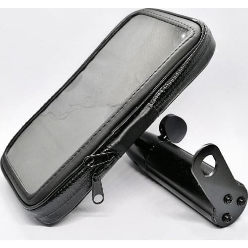 360 Degree Adjustable Motorcycle Motorbike Scooter Rear View Mirror Waterproof Phone Case Mount Holder for 6.3 inch Smart Phones