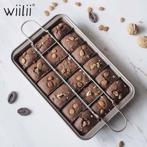 Wiilii Square Tray High Carbon Steel Brownies Baking Pan Non Stick Brownie Cake Mold Pans With Dividers Bakeware For Oven Mould