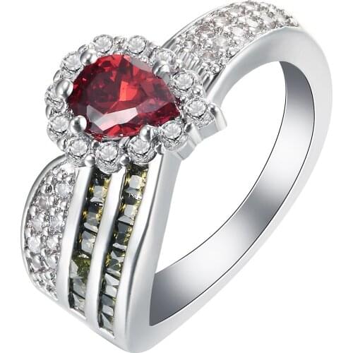 UFOORO Jewelry Bijoux Engagement Rings Women Wholesale Cubic Zircona Ladies Wedding Rings Unique Garnet Ring Fashion Bague Femme