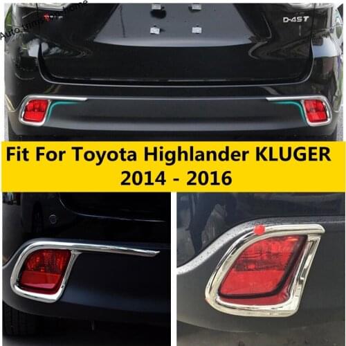 Yimaautotrims Behind Tail Rear Fog Lights Lamp Cover Trim 2 Pcs For Toyota Highlander KLUGER 2014 2015 2016 ABS Chromium Styling