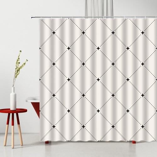 Shower Curtain Set Geometry 3D Printing Waterproof Polyester Fabric Machine Washable Bathtub Decoration Bath Curtains With Hooks