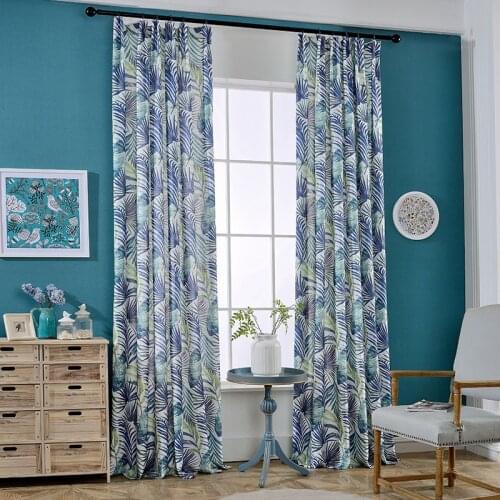 American Country Curtains for Living Room Bedroom Modern Minimalist Polyester Cotton Printing Curtains Nordic Style Decoration