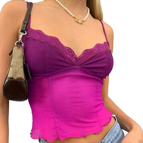 Women Midriff-Baring Camisole Girls Casual Lace Decoration V-Neck Perspective Sleeveless Base Shirt Slim Sexy Top Summer S M L