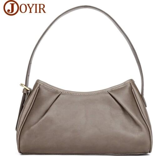 JOYIR Genuine Leather Shoulder Bags for Women Vintage Baguette Bag Fashion Handbags and Purses Designer Handbag Totes