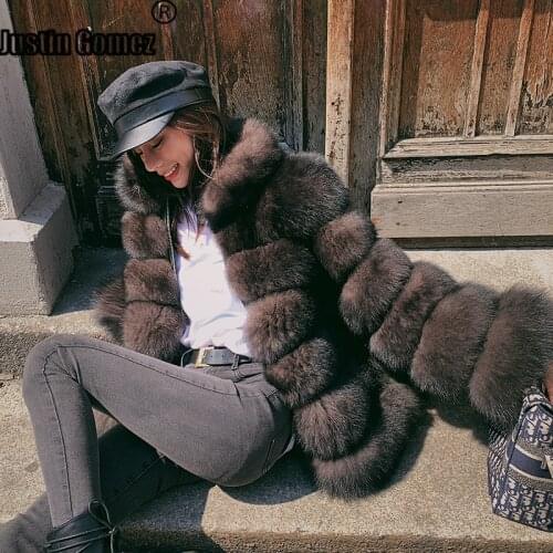 Classic Slim Long-sleeved All-match Daily Open Stitch Womans Coat Warm Luxury Ourwear Extra Comfy Real Fox Fur Abrigos Mujer