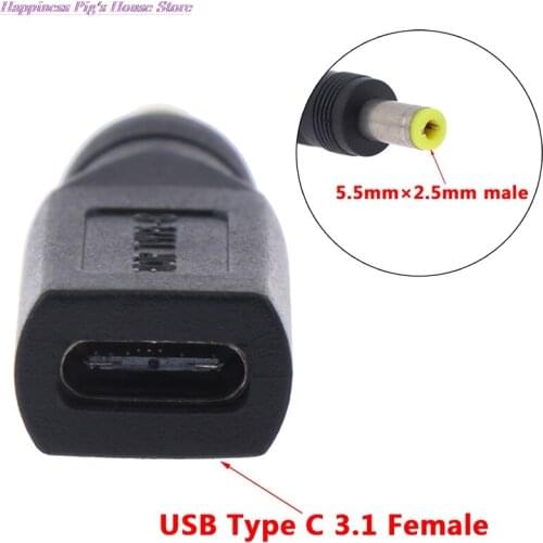 1pcs USB 3.1 Type C USB-C Female To 5.5mm X 2.5mm Male DC Power Charging Adaptor Connector