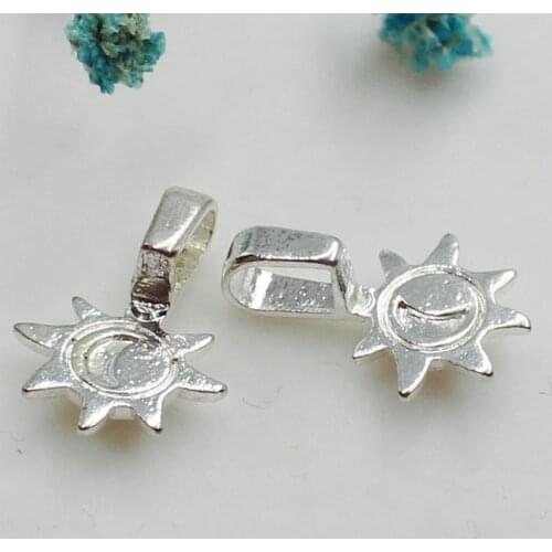 150pcs 17mmX12mm High Quality Sun and Moon Shape Silver Plated Glue On Bails Charm/Pendant