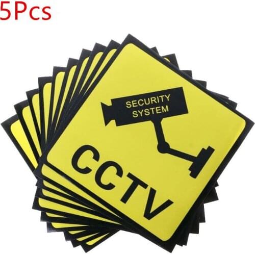 5PCS Warning Stickers CCTV SECURITY SYSTEM Self-adhensive Safety Label Signs Decal 111mm Waterproof DGZ