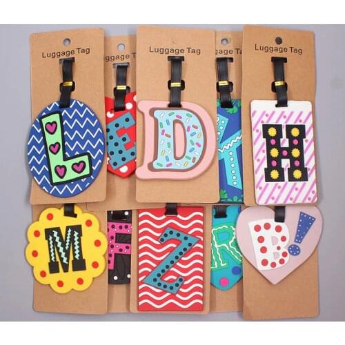 Newest Cute 26 Letters Luggage Travel Accessories Tag Silica Gel Suitcase ID Addres Holder Baggage Boarding Tag Portable Label