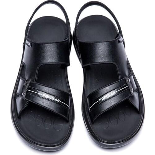 FZNYL 2021 New Leisure Breathable Mens Sandals Outdoor Beach Slippers Non-slip Platform Mens leather Shoes