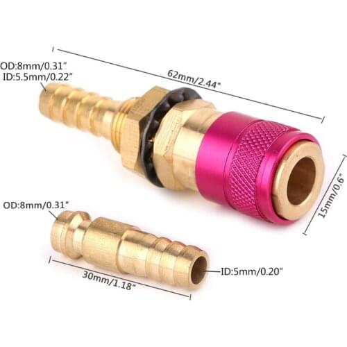 Water Cooled Gas Adapter Quick Connector Fitting For TIG Welding Torch +8mm Plug L4MB