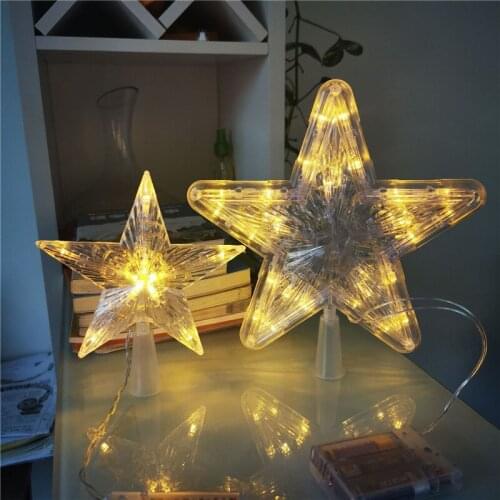 Christmas Tree Top Star Lights XmasTree Decor Xmas Ornaments Christmas Decorations for Home Battery Power Garland New Year Natal