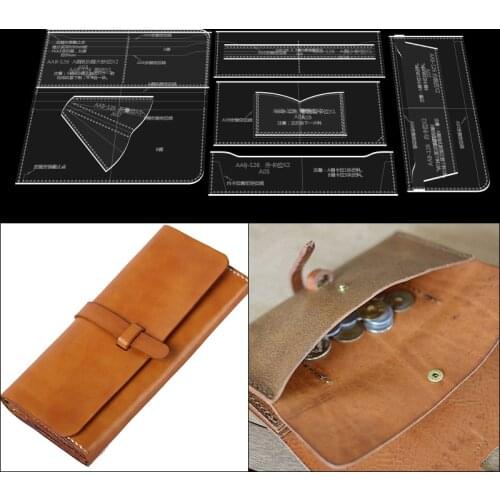 Leather craft tools long wallet diy handmade leather hand holding wallet acrylic template version drawing
