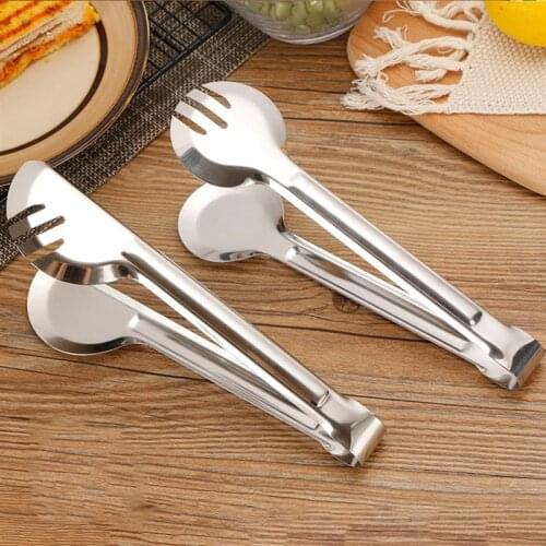 Kapmore 1pc Food Serving Tongs Stainless Steel Simple Baking Tongs Cooking Tongs For Kitchen BBQ Tools Accessories