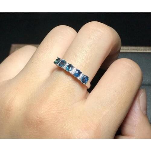 Natural sapphire 3mm*4mm ring 925 silver lady gift simple simple birthday present Wedding gift