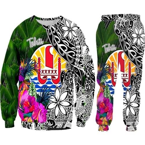 Suits Mens Sets 3D Print Tahiti Polynesia Funny Harajuku Winter Tracksuit Jacket Sweatsuit Sweatshirt Hoodies Jacket Dropship